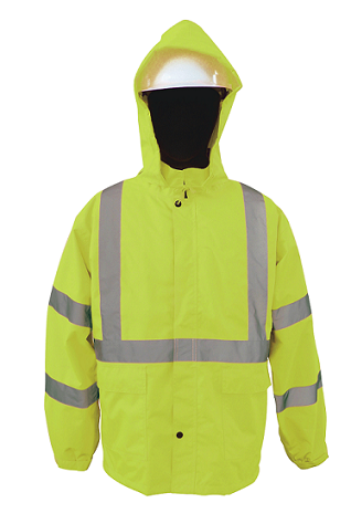 Rain Jacket Lime - Detach Hood Class 3